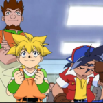 Max, his dad and Tyson watching Kenny's battle in the qualifiers in Beyblade season 1