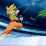 Max reverse launching his Draciel in Beyblade season 1