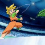 Max reverse launching his Draciel in Beyblade season 1