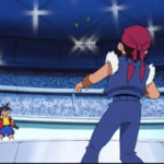 Tyson and Carlos battling in Beyblade season 1