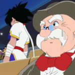 Mr Dickenson looking serious while Ray walks away in the background in Beyblade season 1