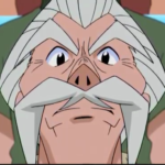 Tyson's grandpa watching a battle in Beyblade season 1