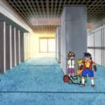 An interior shot of one of Hong Kong International Airport's departure gates in Beyblade season 1