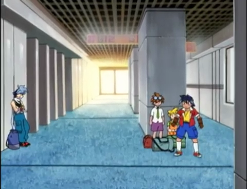 An interior shot of one of Hong Kong International Airport's departure gates in Beyblade season 1