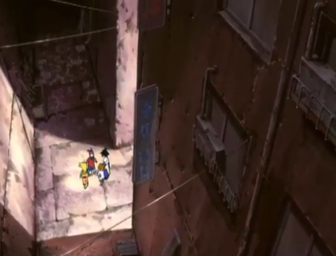 The Bladebreakers in a Hong Kong alley in Beyblade season 1