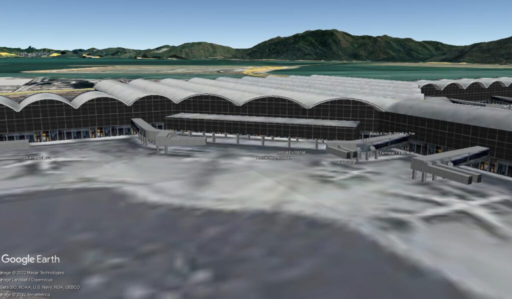 Hong Kong International Airport as seen in Google Earth