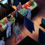 A Hong Kong marketplace with food for sale in Beyblade season 1