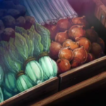 Vegetables for sale in a Hong Kong market in Beyblade season 1