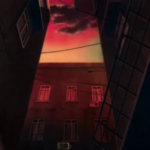 Apartment buildings with power lines and air conditioning units visible in Hong Kong in Beyblade season 1