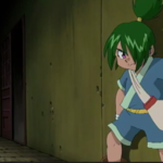 Kevin hiding around a corner in Beyblade season 1
