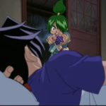 Kevin contemplating launching his Beyblade at Ray in Beyblade season 1