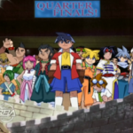 The competitors of the Asian Tournament looking at the Great Wall of China trick dish in Beyblade season 1