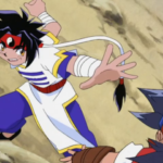 Ray trying to save Tyson from a landslide in Beyblade season 1