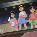 The Blade Hunters standing together during the Asian Tournament in Beyblade season 1