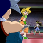 Kai giving advice to Max during a battle in the Asian Tournament in Beyblade season 1